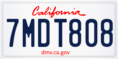 CA license plate 7MDT808