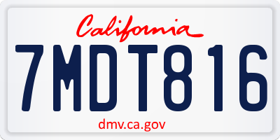CA license plate 7MDT816