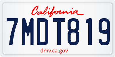 CA license plate 7MDT819