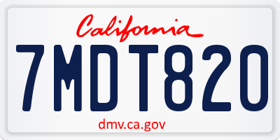 CA license plate 7MDT820