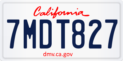 CA license plate 7MDT827