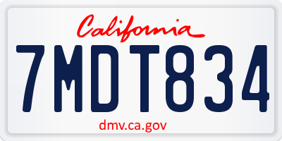 CA license plate 7MDT834