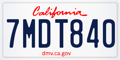 CA license plate 7MDT840