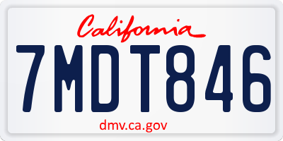 CA license plate 7MDT846