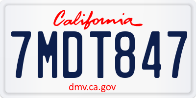 CA license plate 7MDT847