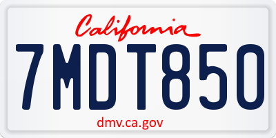 CA license plate 7MDT850