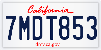 CA license plate 7MDT853