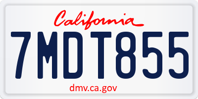 CA license plate 7MDT855