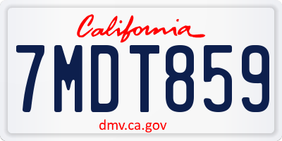 CA license plate 7MDT859