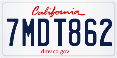 CA license plate 7MDT862