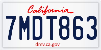 CA license plate 7MDT863