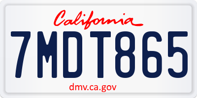 CA license plate 7MDT865