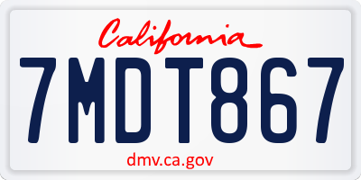 CA license plate 7MDT867