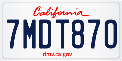 CA license plate 7MDT870