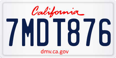 CA license plate 7MDT876
