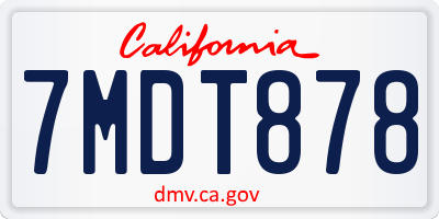 CA license plate 7MDT878