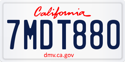CA license plate 7MDT880