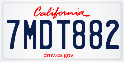 CA license plate 7MDT882