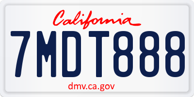 CA license plate 7MDT888