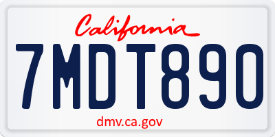 CA license plate 7MDT890