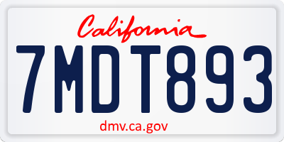 CA license plate 7MDT893
