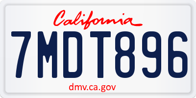 CA license plate 7MDT896
