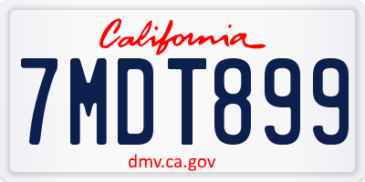 CA license plate 7MDT899