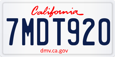 CA license plate 7MDT920