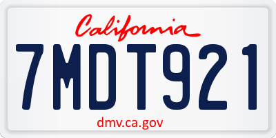 CA license plate 7MDT921