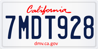 CA license plate 7MDT928
