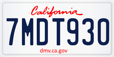 CA license plate 7MDT930