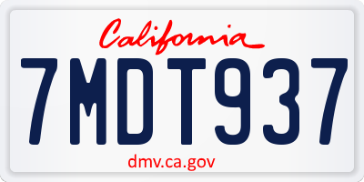 CA license plate 7MDT937