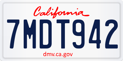 CA license plate 7MDT942