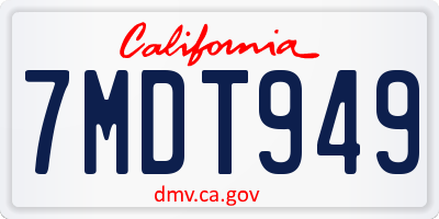 CA license plate 7MDT949