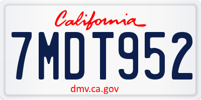 CA license plate 7MDT952