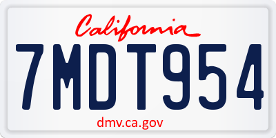 CA license plate 7MDT954