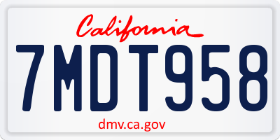 CA license plate 7MDT958