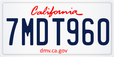 CA license plate 7MDT960