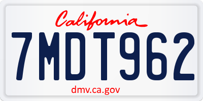 CA license plate 7MDT962