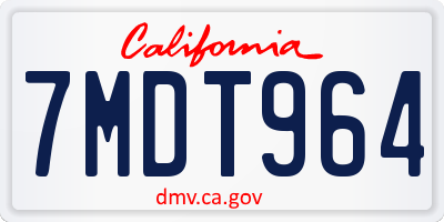 CA license plate 7MDT964