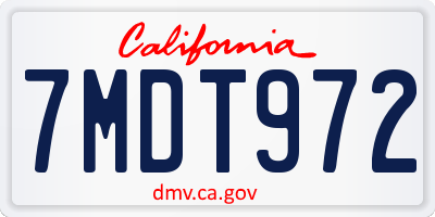 CA license plate 7MDT972