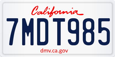 CA license plate 7MDT985
