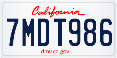 CA license plate 7MDT986