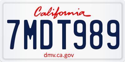 CA license plate 7MDT989