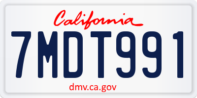 CA license plate 7MDT991