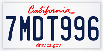 CA license plate 7MDT996