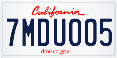 CA license plate 7MDU005