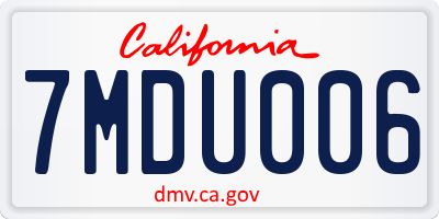 CA license plate 7MDU006