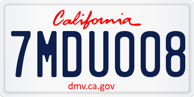 CA license plate 7MDU008