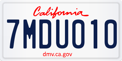 CA license plate 7MDU010